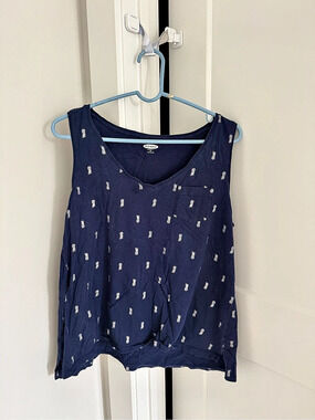 Old Navy EveryWear Pineapple Print Tank Top Blue XL